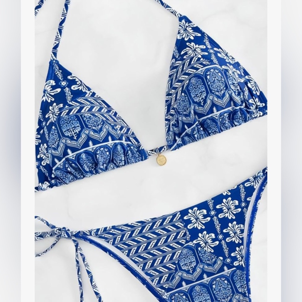 Blue Patterned Bikini Set - image 2